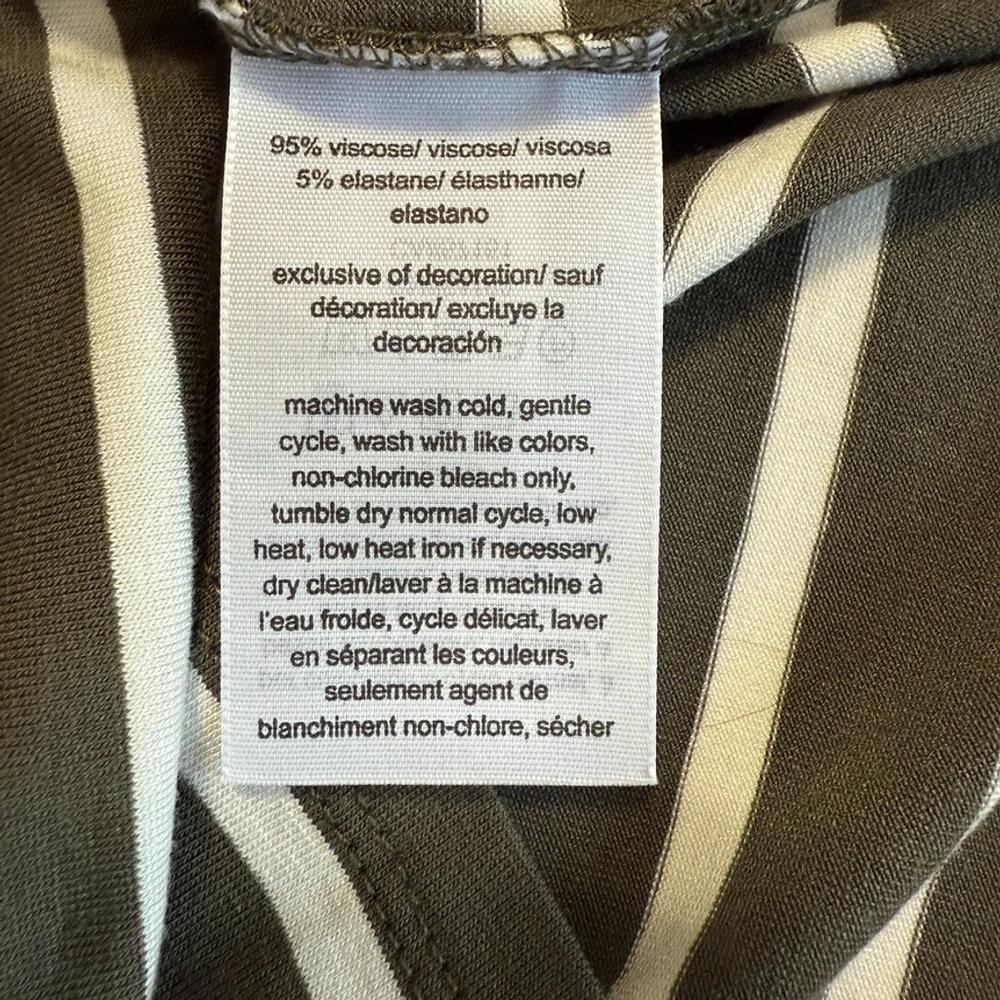 Tommy Hilfiger Olive Green & White Striped Round Neck T-Shirt Womens Size Small - Picture 8 of 11